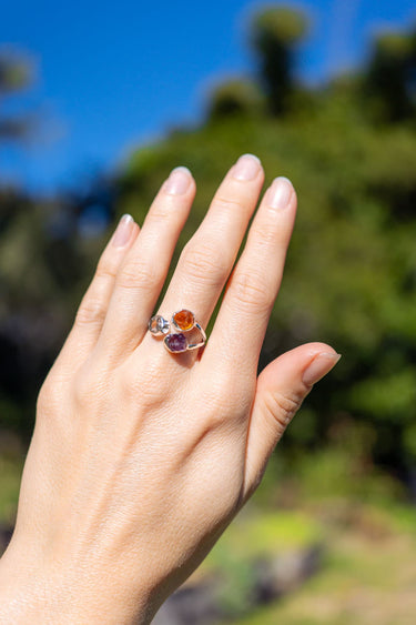 Amethyst, Citrine and Herkimer Diamond Ring